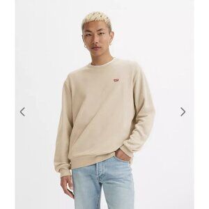 Levi's Crewneck Sweatshirt Men's Tan Beige Fleece Lined Standard Fit Size S